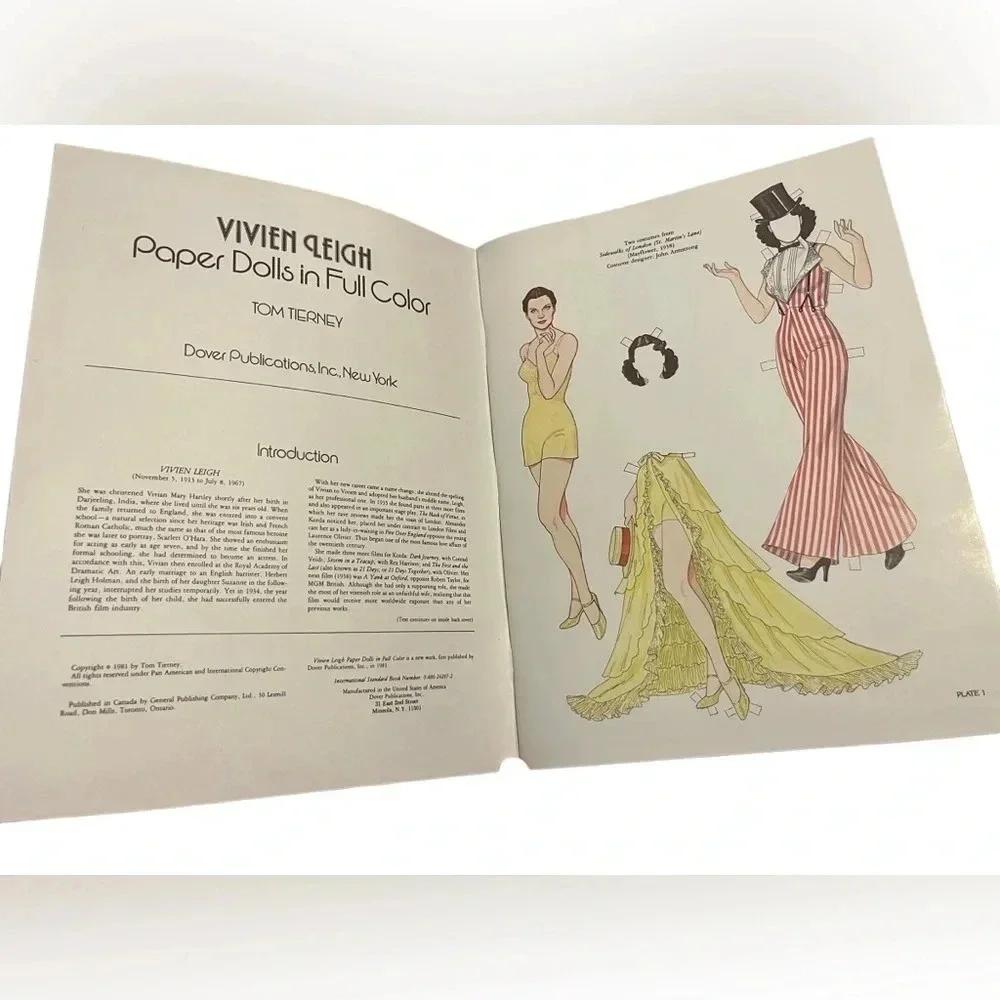 Tom Tierney Vivien Leigh Paper Dolls in Full Color Book